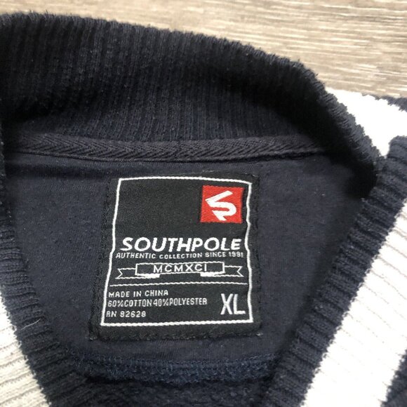 Vtg Southpole Jacket Mens‎ SZ XL Black Gray Patch Logo Varsity Streetwear Y2K - Picture 2 of 6